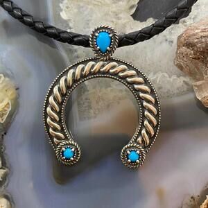 Carolyn Pollack Southwestern Style Sterling Turquoise Decorated Naja Pendant